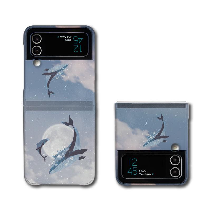 세상에서 하늘고래 Z플립케이스 갤럭시 Z플립3/4 클리어 하드 케이스