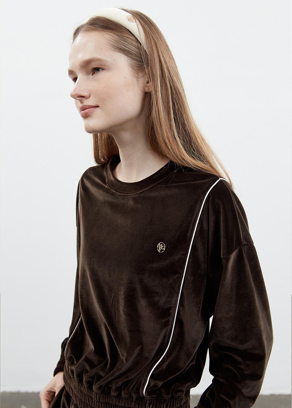 W VELVET TRACK CROP SWEATSHIRT dark brown