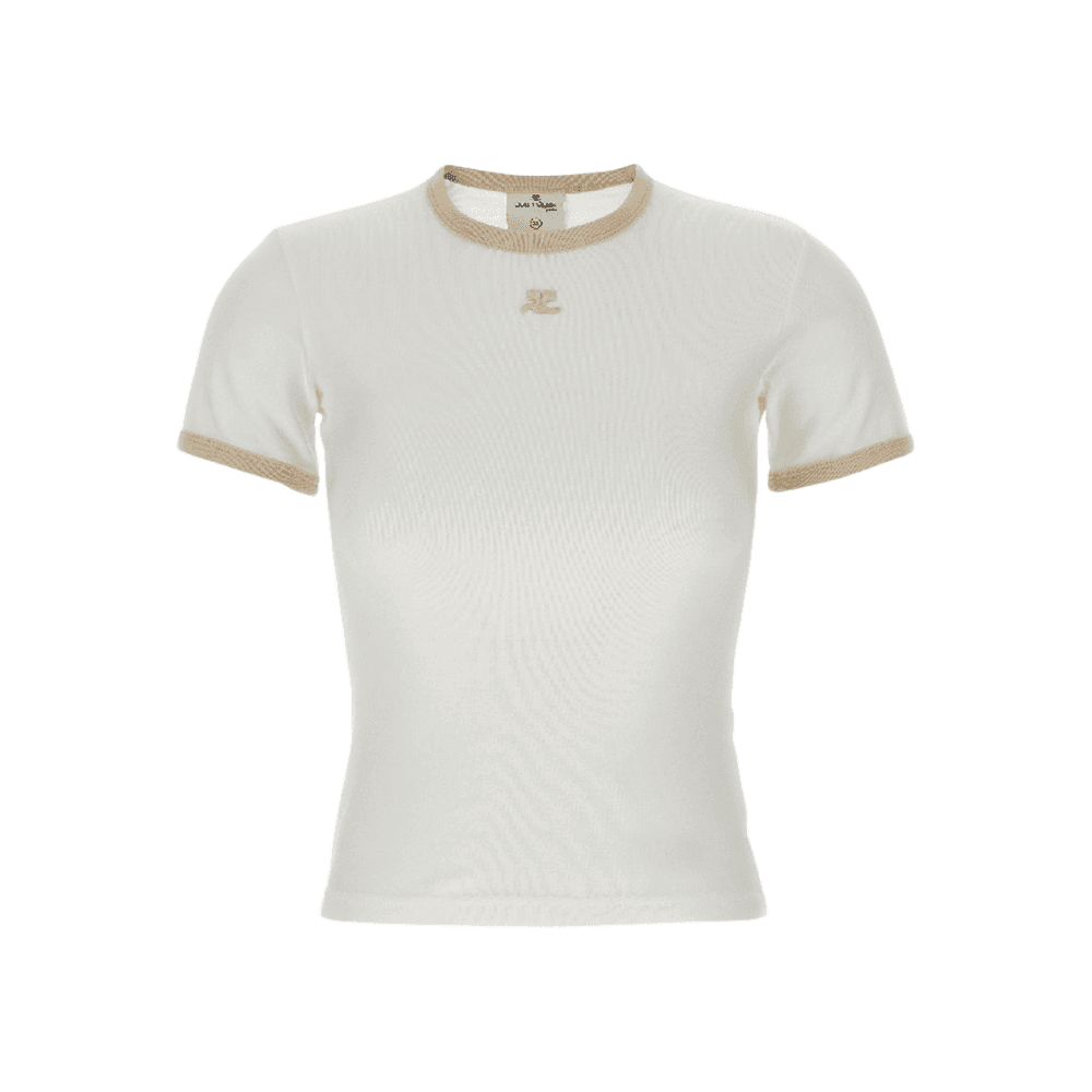 꾸레쥬 리에디션 콘트라스트 티셔츠 화이트 오트밀 (W)