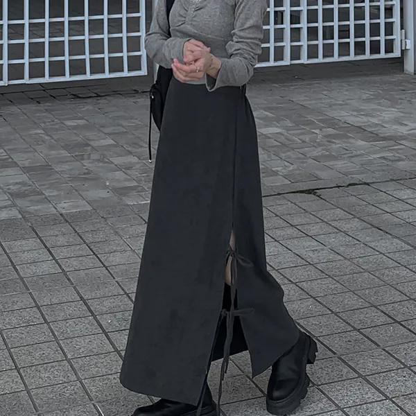 코지 리본 스트링 롱스커트 (3color)