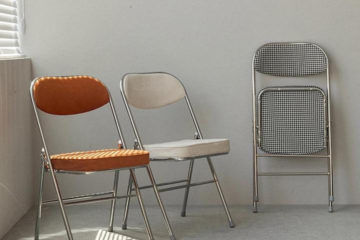 [해외] 벨벳 스퀘어 접이식 골덴패브릭 코듀로이 의자 7color