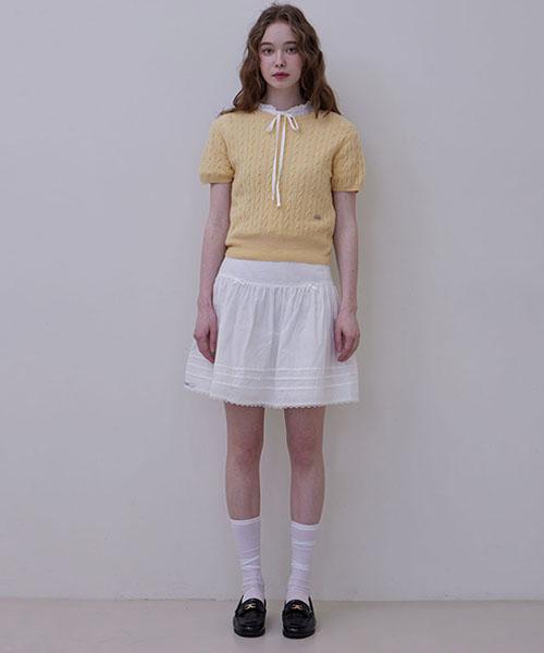 VANILLA COTTON LACE MINI SKIRT
