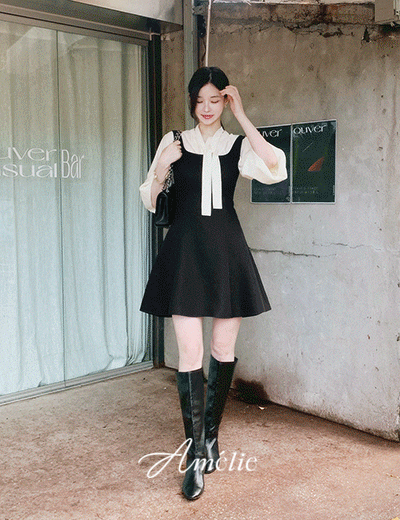 Amelie dress line.Laura black mini dress