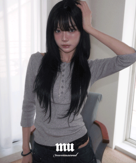 MADE [바이오워싱🍀] MOMU BASIC 헨리넥 7부 티셔츠 - 4color