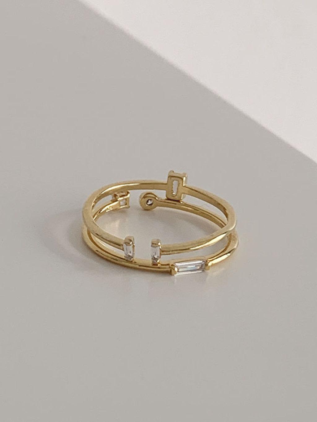 투웨이 바게트 큐빅 프리 링 2set