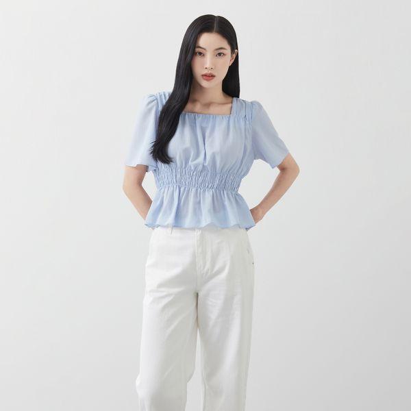 [미쏘X채소] 셔링디테일 스모킹블라우스 MIWBWC513G