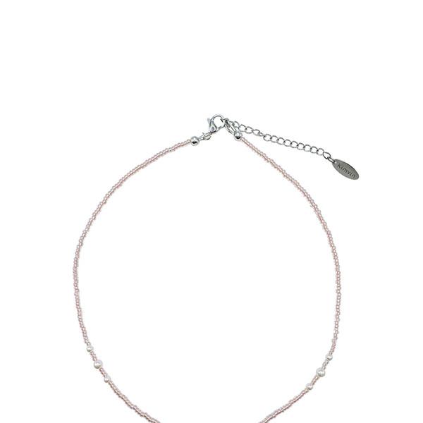 Line Pearl Seed Beads Necklace (Beige)
