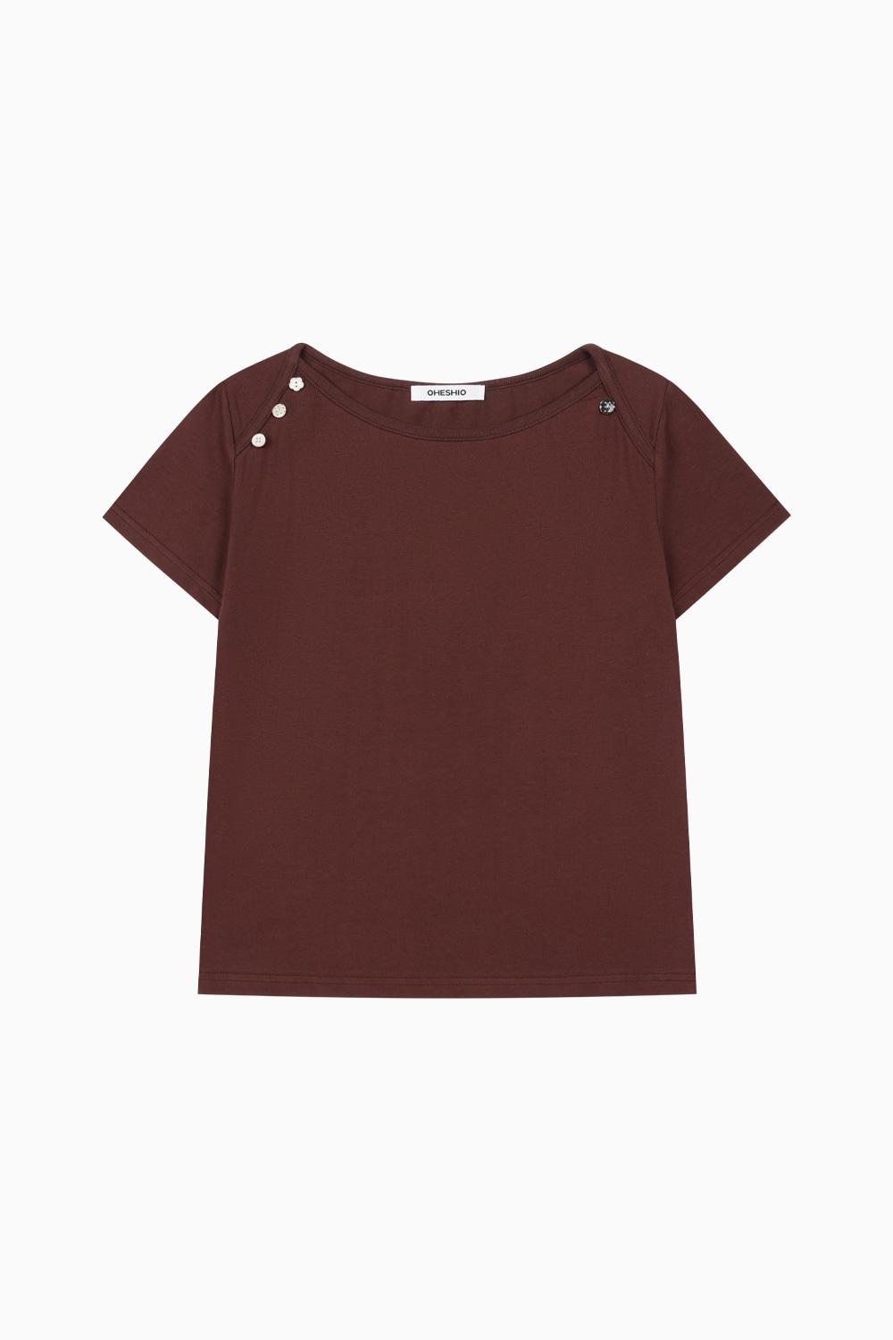 DOT BUTTON T-SHIRT, BURGUNDY