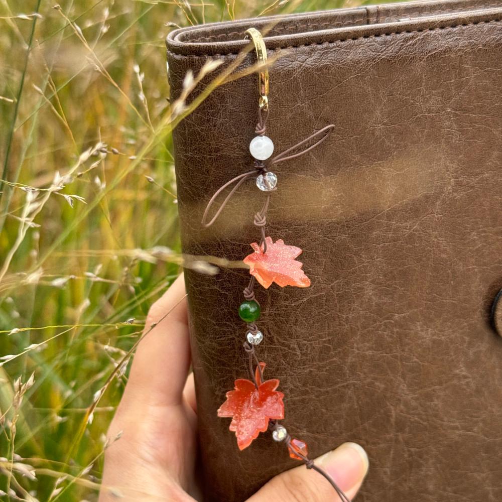 [제작기간 3주 이상 소요] 단풍이 물드는 계절 금속 비즈 책갈피 북마크 가을 독서 선물