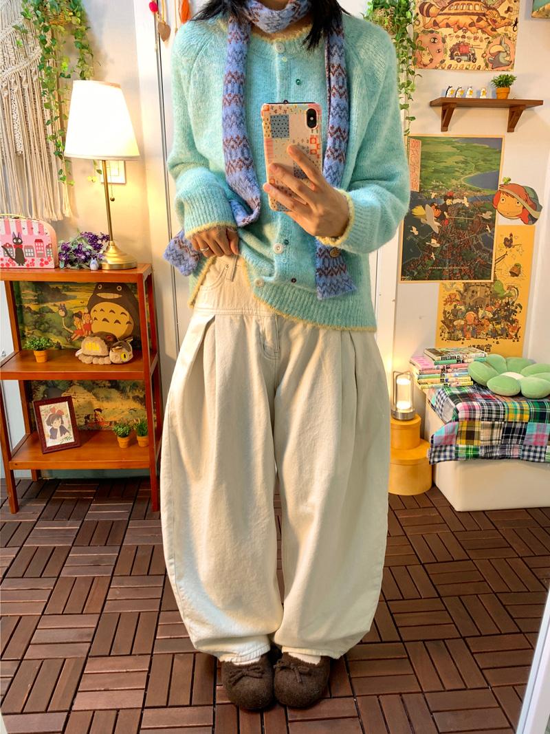 Custard pintuck balloon pants ( light steel ) - 기모