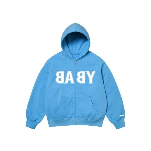 베이비 로고 큐빅 후드집업 스카이 (10/15일 예약배송)