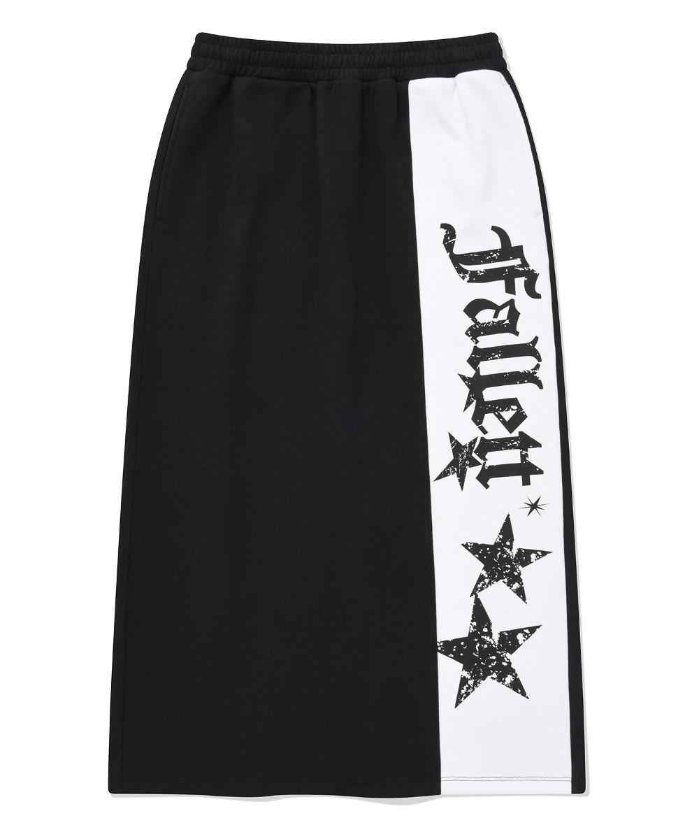 컬러 블록 스웻 스커트 블랙