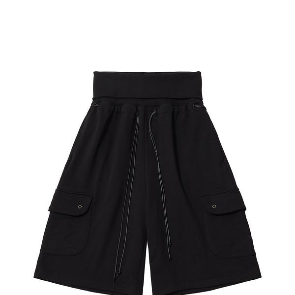 FOLD OVER STRING BERMUDA PANTS (BLACK)
