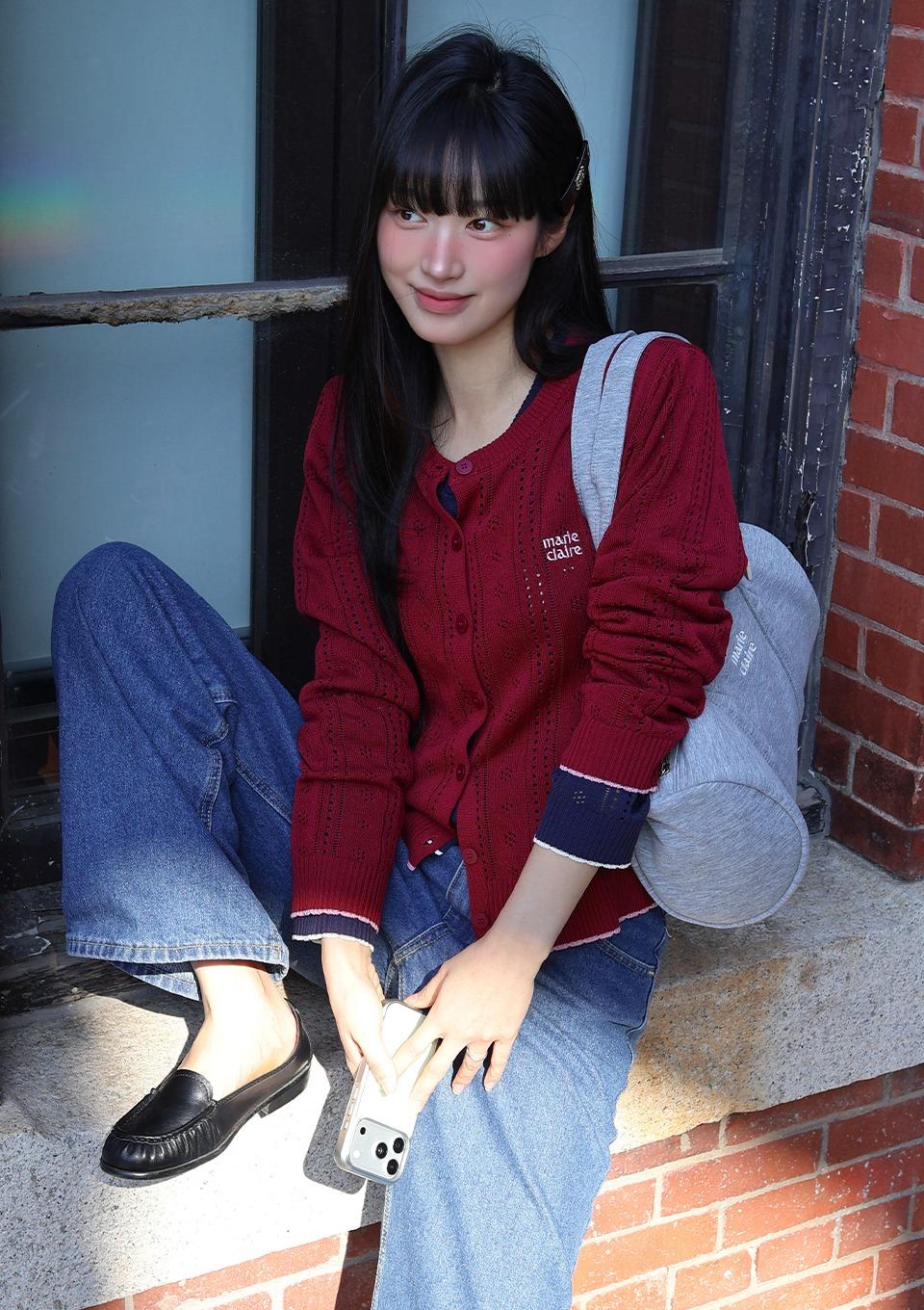 프릴 배색 로고 가디건(MAGAKC05MBD)