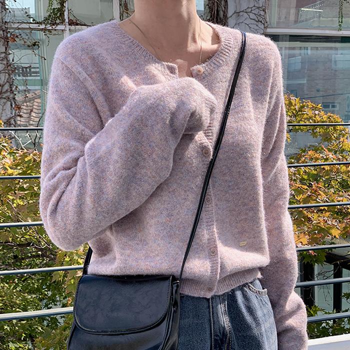 코코블랑 [겨울⛄컬러포인트][코코메이드]헤어리 믹싱 코인 가디건