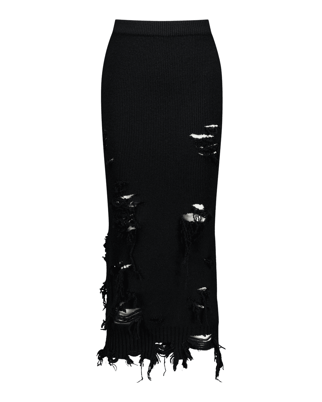 (EMMA) HARD DAMAGED KNIT SKIRT - 0 / BLACK