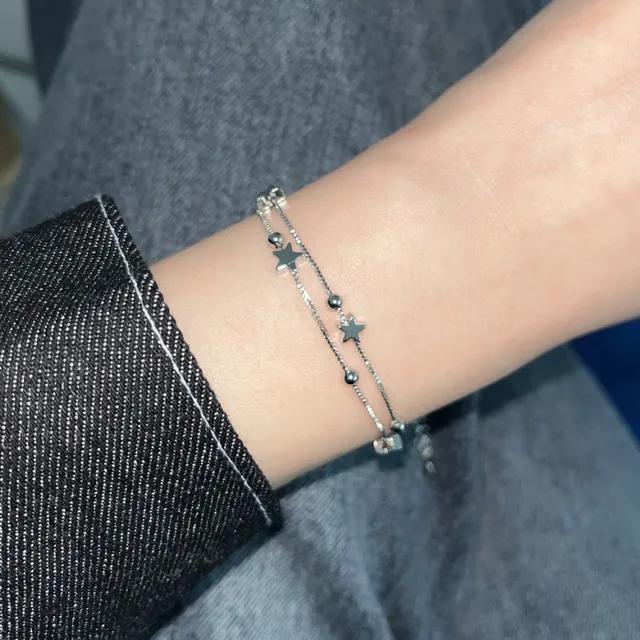 [❤당일출고❤] 볼볼 스타즈 y2k 두 줄 레이어드 비즈 별 박스체인 팔찌