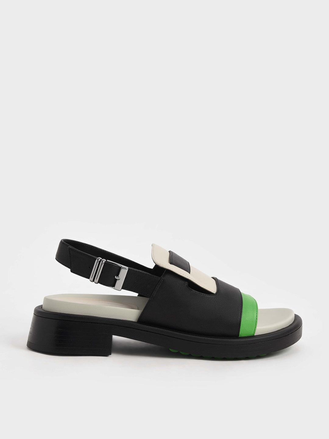 블레이크 레더 슬링백 힐 샌들 - 멀티