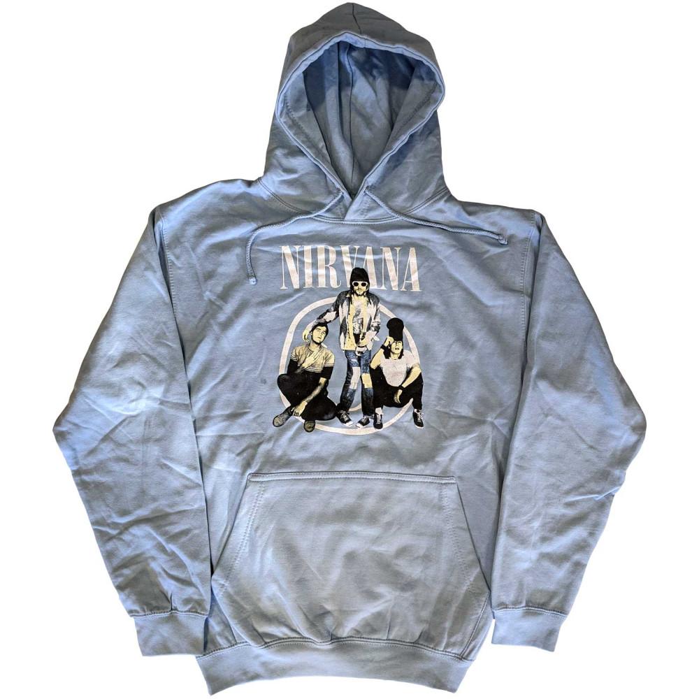 공식 NIRVANA 너바나 Trapper Hat Logo 후드 티셔츠 (라이트 블루)