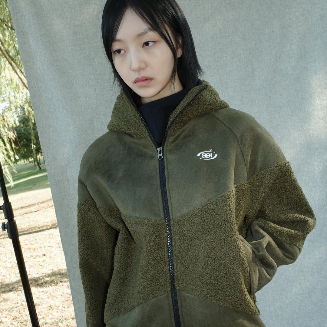 FLEECE HOODIE ZIP-UP [KHAKI]