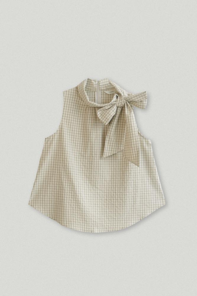 High-neck ribbon sleeveless blouse_check