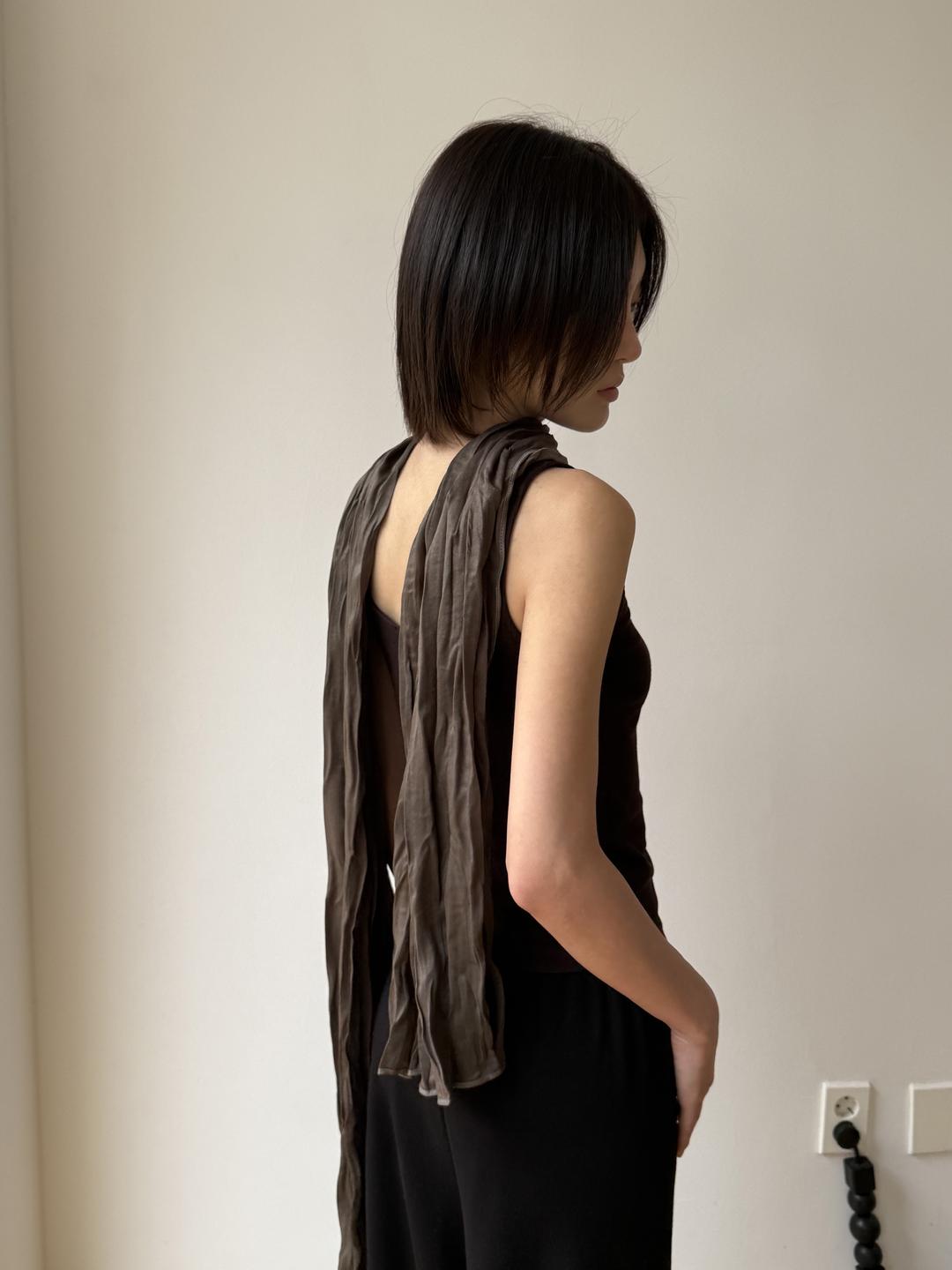 [2차] Crumple scarf (olive brown)