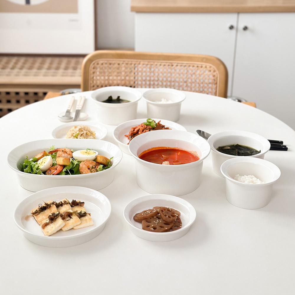 [원키친몰] 이스티 심플 화이트 도자기 한식 2인세트 신혼부부 식기세트