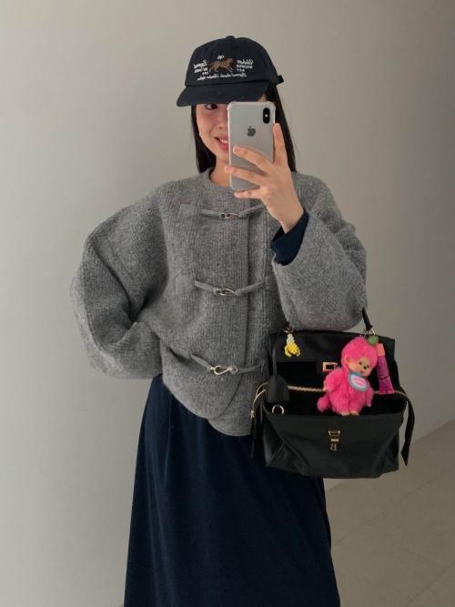 (알파카30)니트 버클 자켓 - 3col