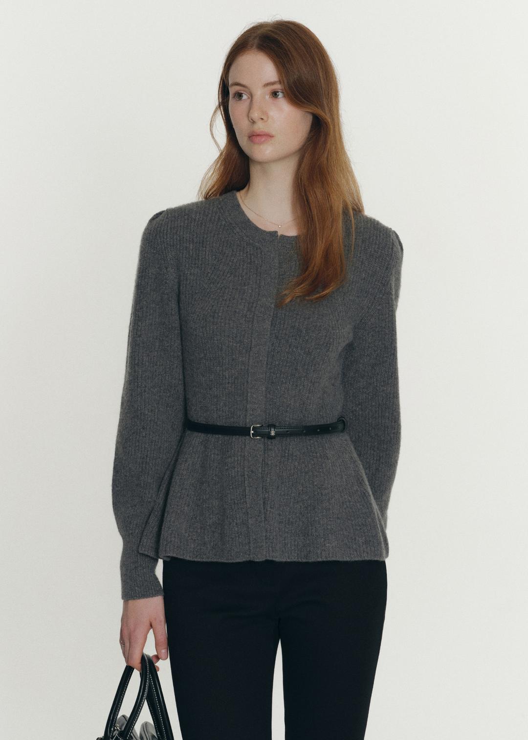 로시 리브드 플레어 가디건