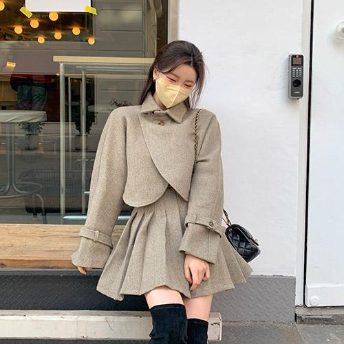 아워사선자켓&플리츠스커트 SET