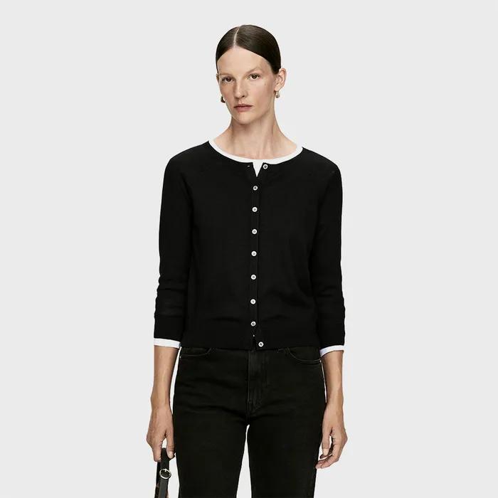 (W) 메리노 울 가디건 (1294663-002) (블랙)