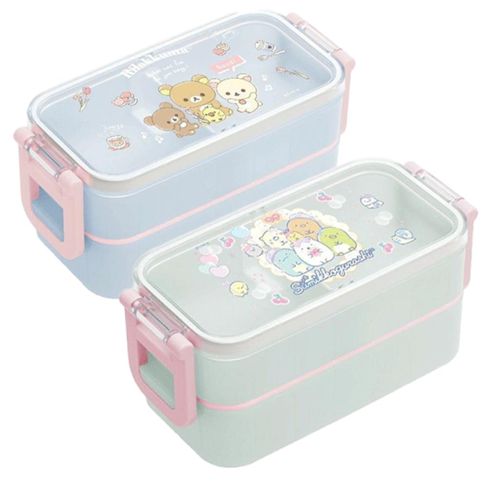 캐릭터 2단 도시락통 젓가락 포함 리락쿠마 스밋코구라시