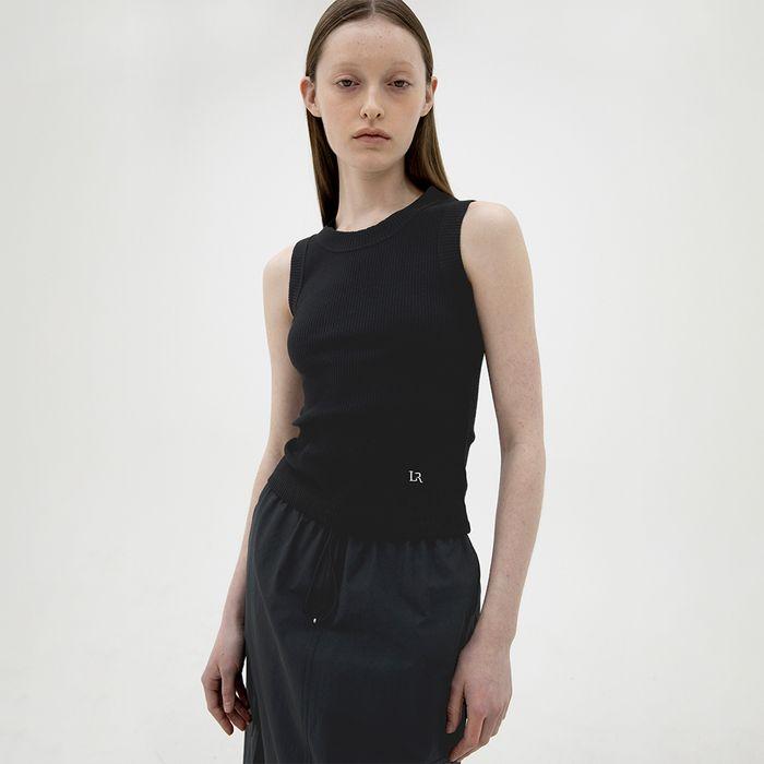 [6차] Cotton Rib Sleeveless Top - Black