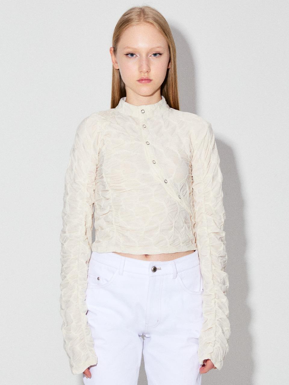 RIRI WRIGGLY SHIRRING TOP_IVORY