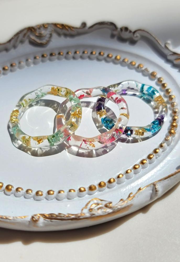 압화 꽃 호마이카 레진반지