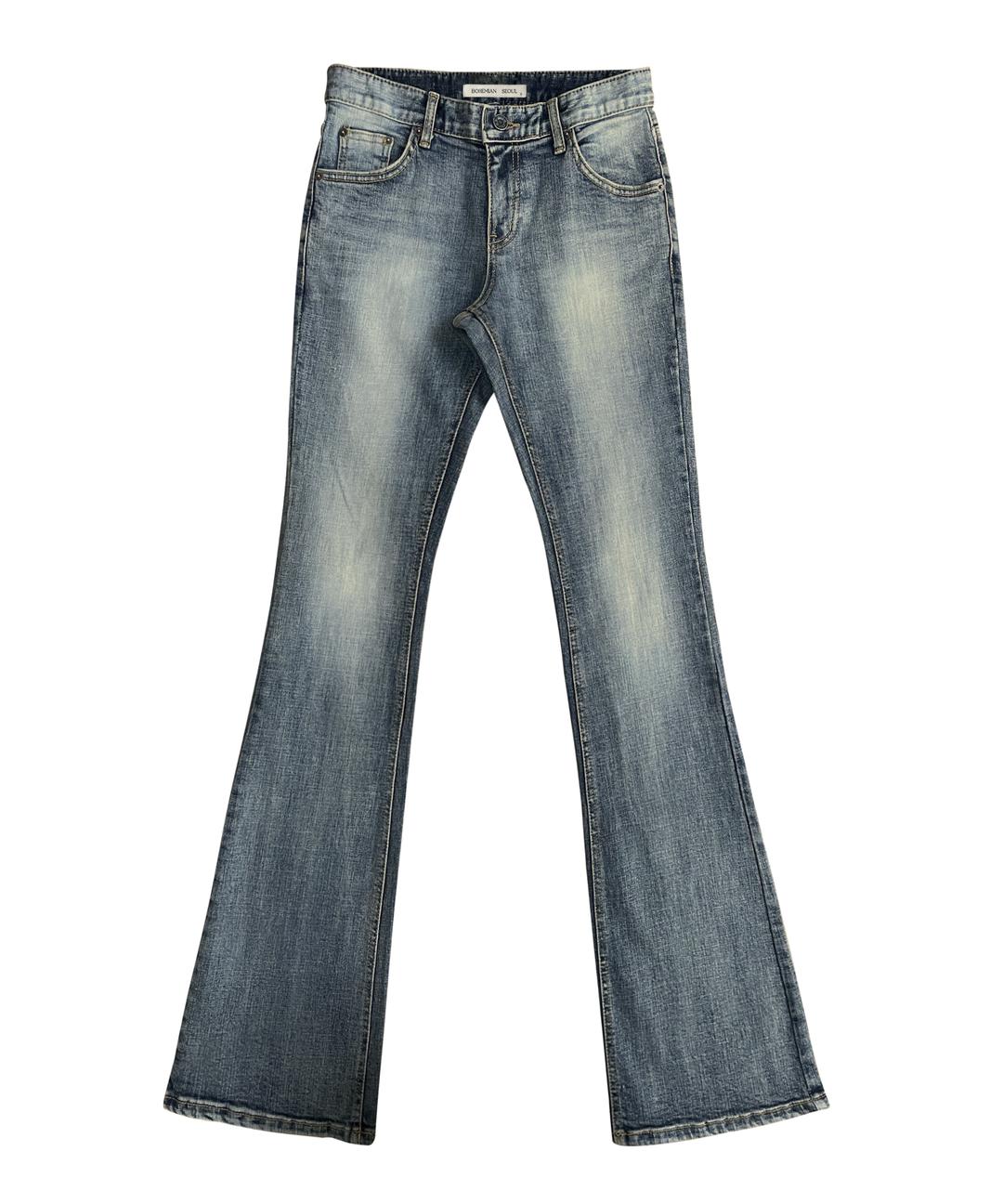 boots cut denim pants in blue