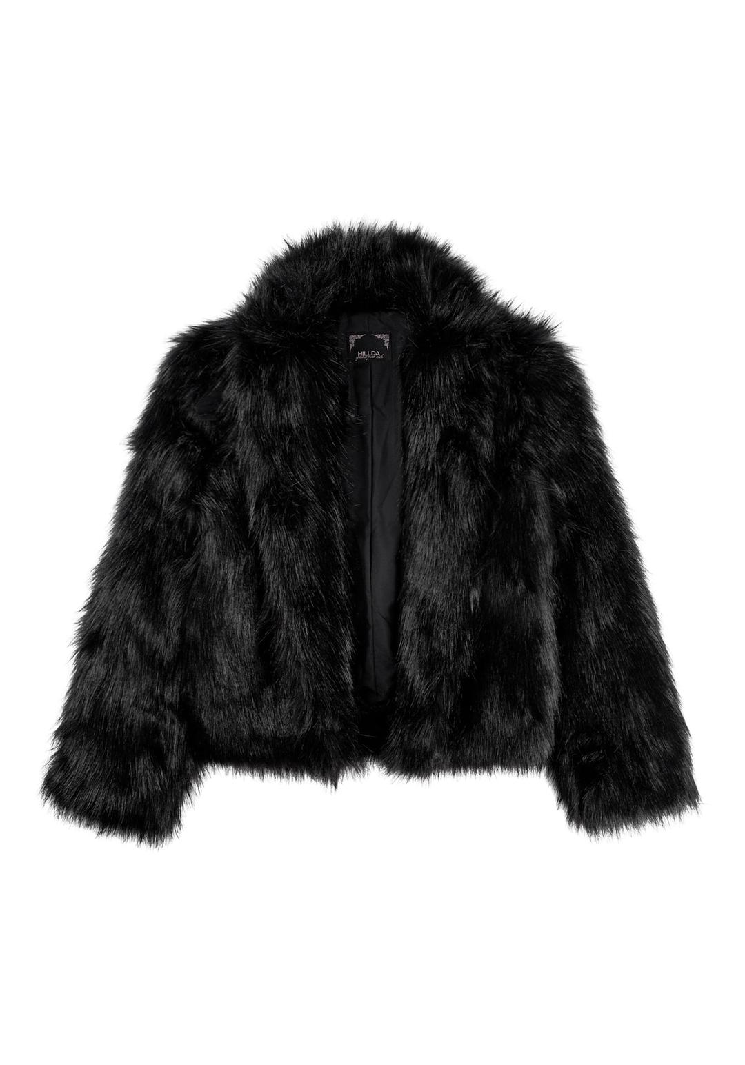 Buckle Shawl Collar Fur Jacket [Black]