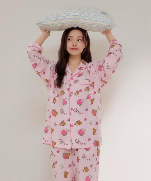 [리락쿠마] 쿠마들의 자유시간 긴팔 파자마(PINK)_SPPPF49U06