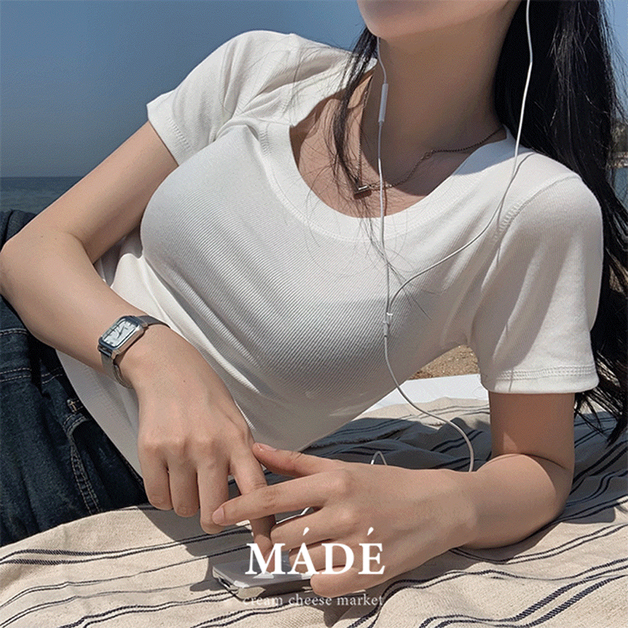 [인기!고급원단/모달37%함유] 자체제작 #크치Made 내가 찾던 핏, 모달 여리 유넥 반팔 티셔츠 - t