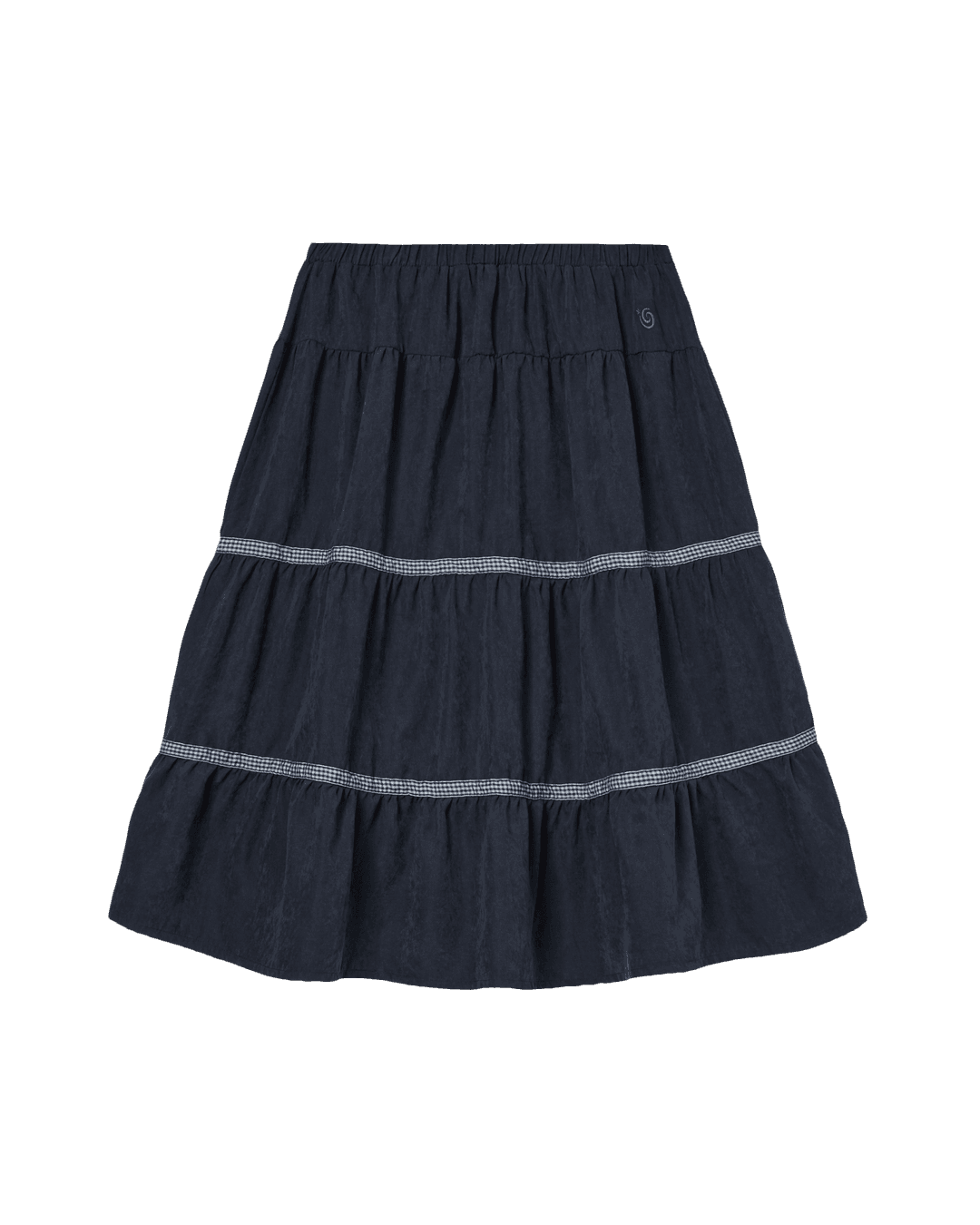 CHECK MIDI TIERED SKIRT [NAVY]