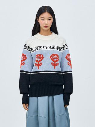 [UNISEX] GROOT JACQUARD KNIT, STEEL BLUE