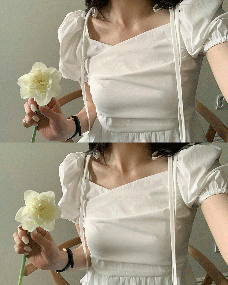 이코 퍼프 랩 블라우스