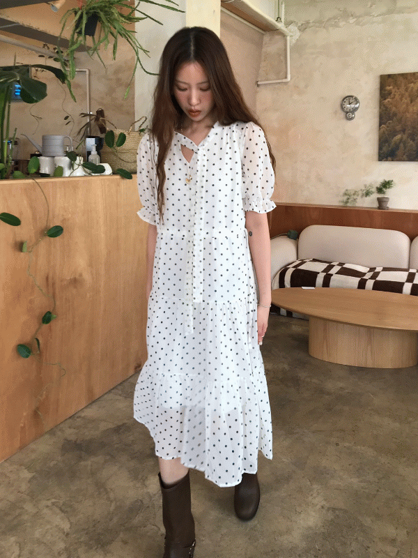 camellia dot dress