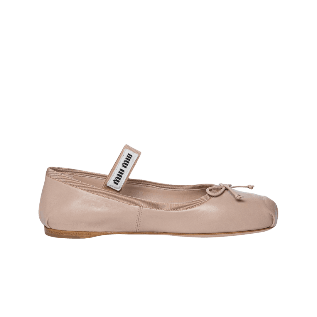 (W) Miu Miu Leather Ballerinas Water Lily