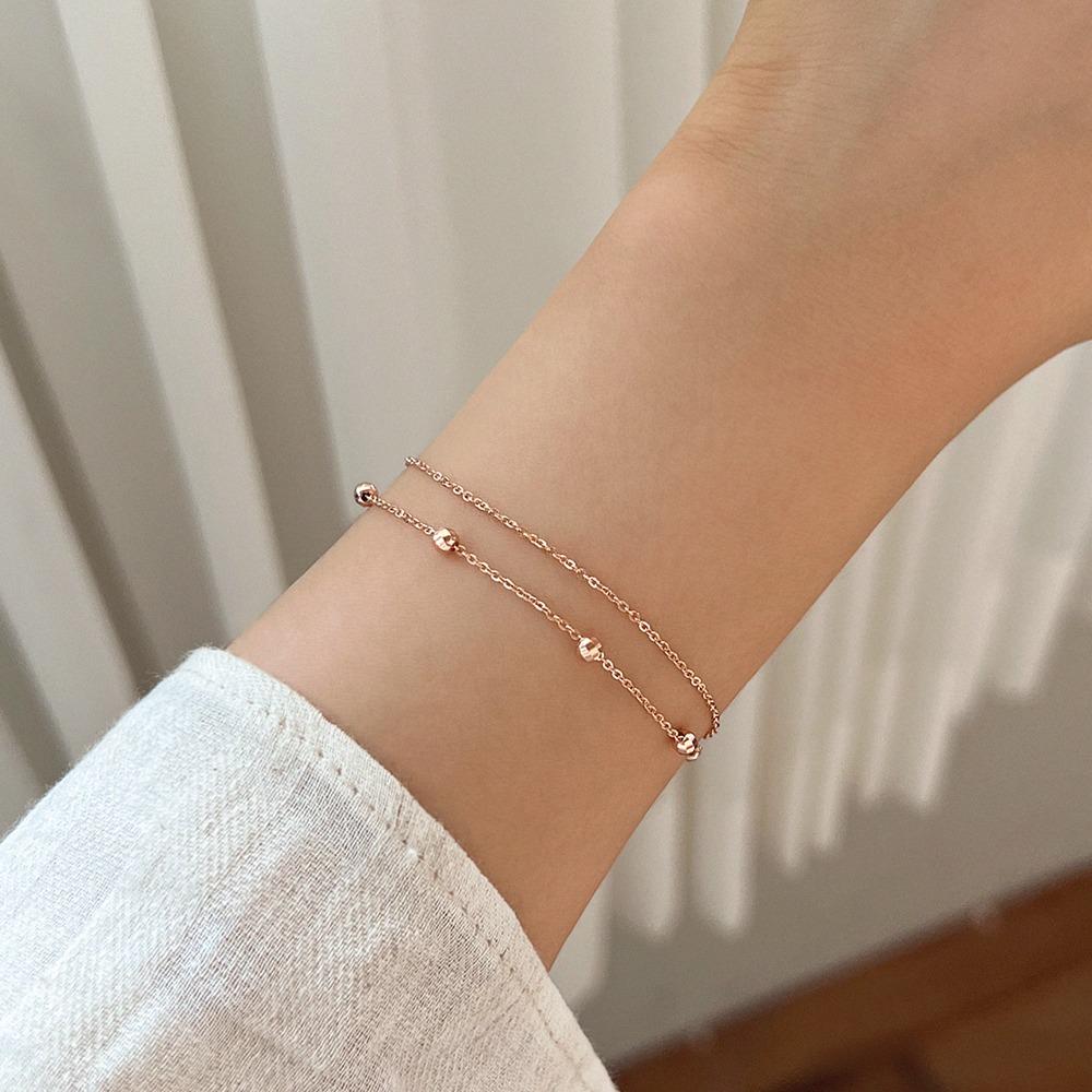 14k 18k 미러볼 두줄 레이어드 팔찌