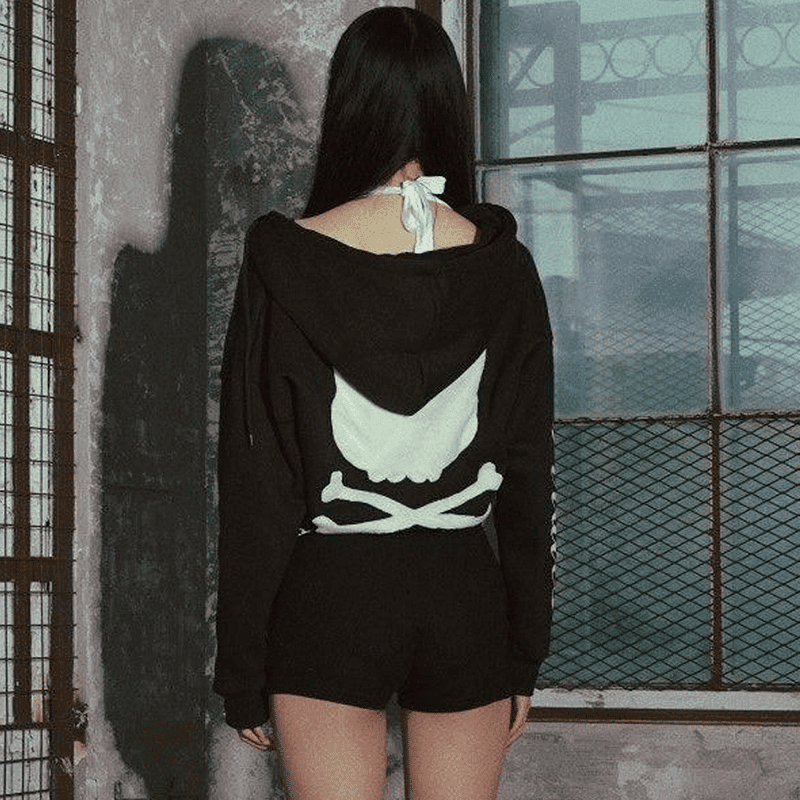[SUCKMYKISS] Cat Pirates Hoodie zip-up ,black