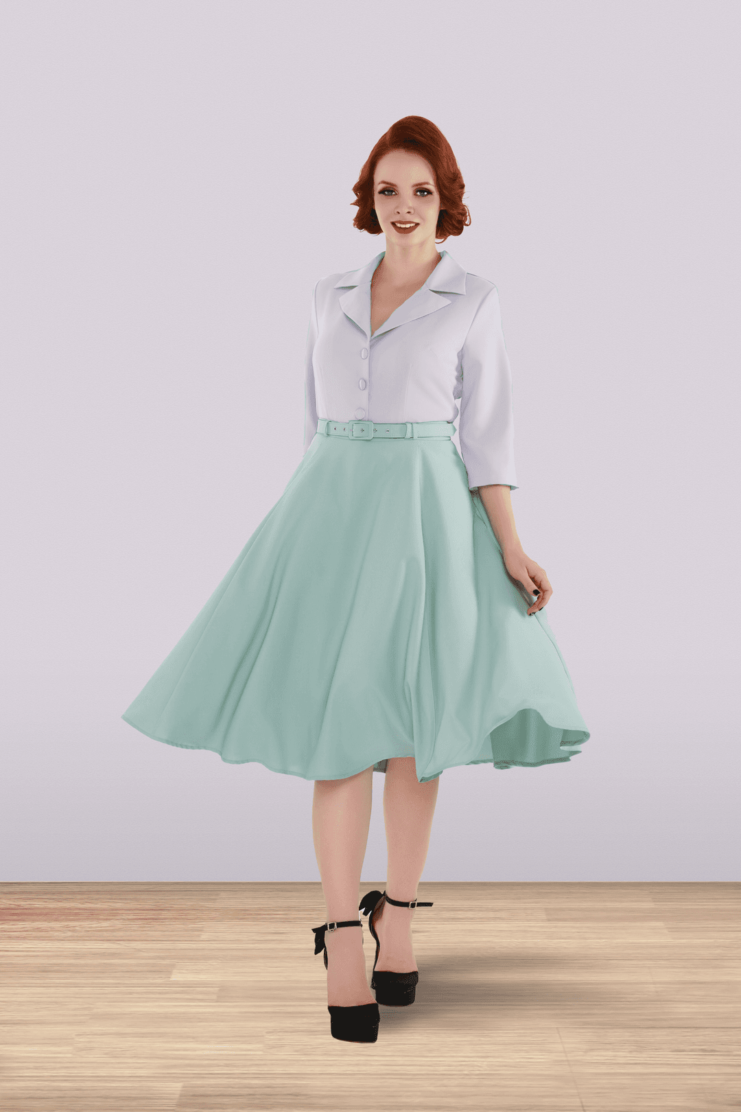 Christine Flared Skirt Light Green