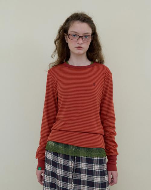 226. 파인 스트라이프 티 _ 딥오렌지