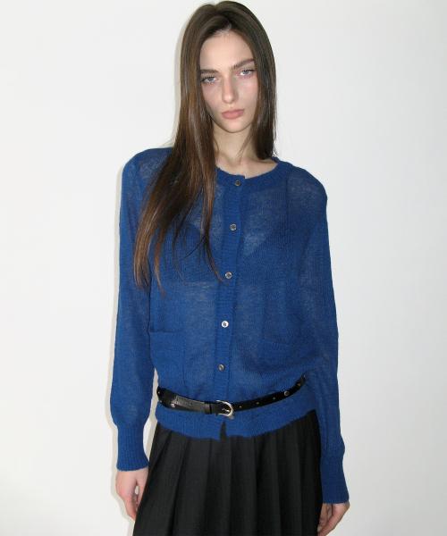 Mohair Sheer Cardigan, BLUE