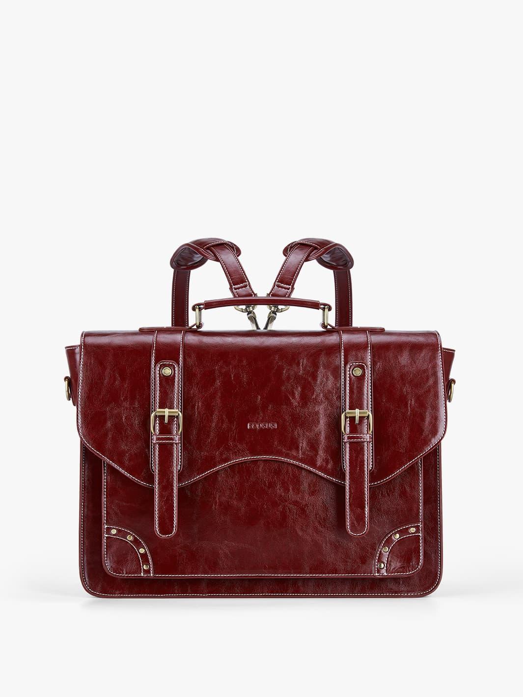 Wilder Vintage Rivet 15.6-Inch Briefcase - Wine red